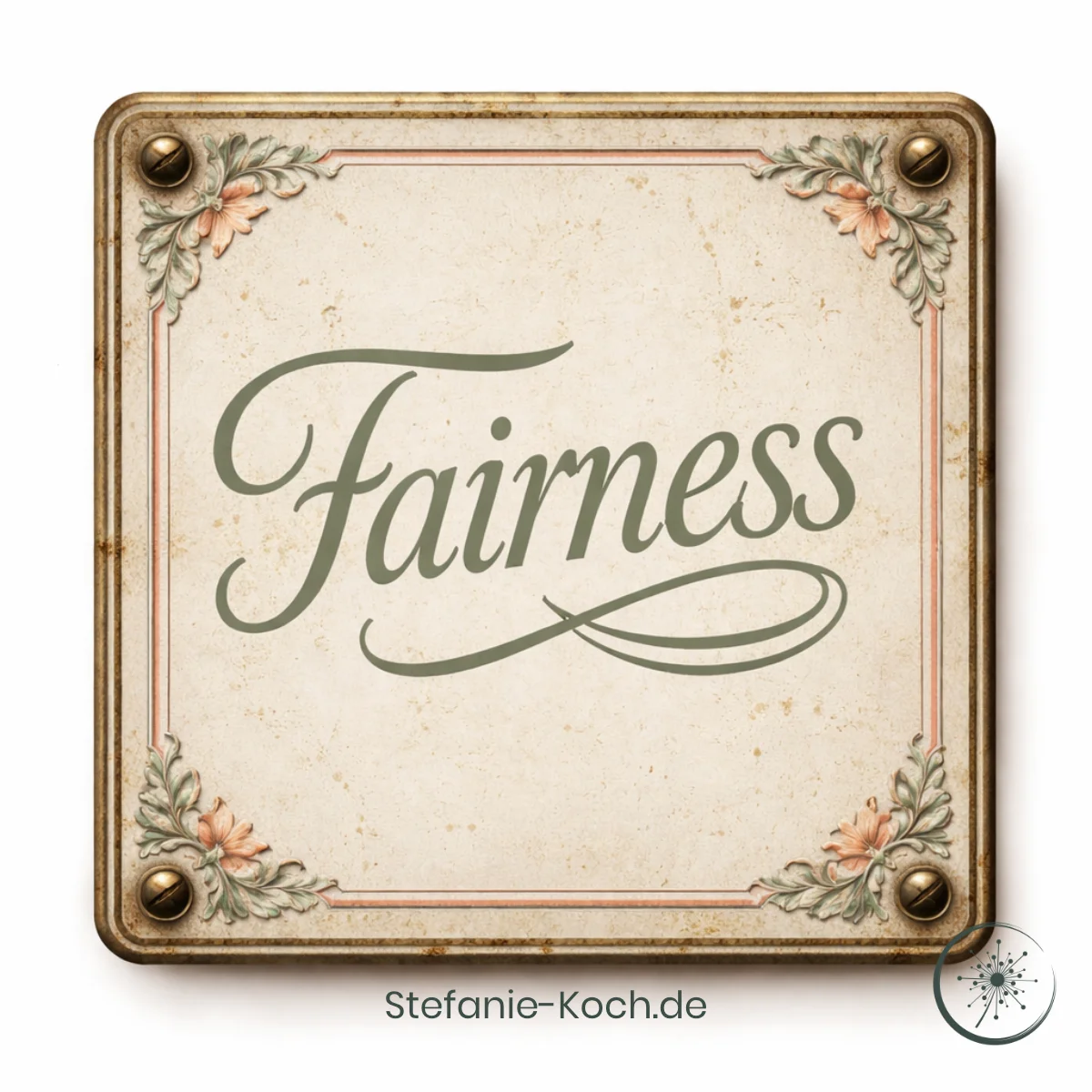 Buinesswert Fairness - nostalgisches Türschild mit dem Schriftzug "Fairness"