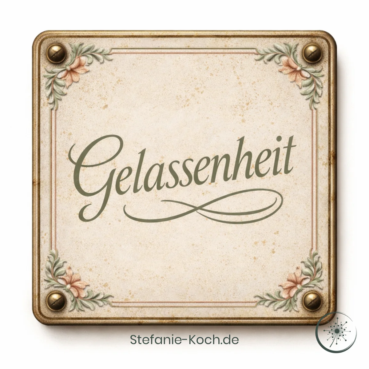 Buinesswert Gelassenheit - nostalgisches Türschild mit dem Schriftzug "Gelassenheit"