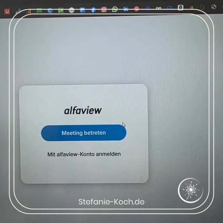 Blick auf den STartbildschirf von "alfaview" für ein Videocall