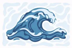 ki-generierte Zeichnung; eine blaue Welle vor blauem Hintergrund